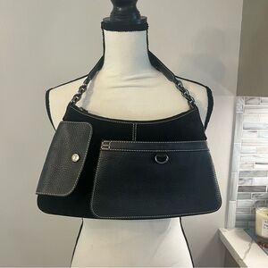 NWOT Tod’s Pebbled black leather & suede shoulder bag